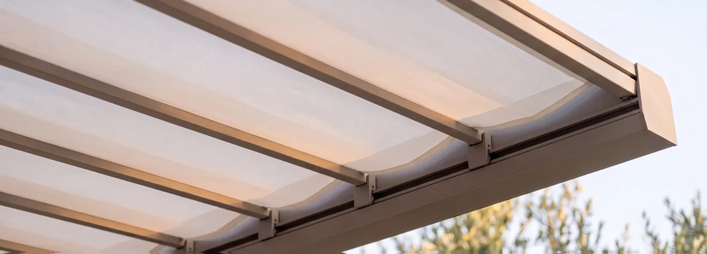 Underside of the deployed membrane — cross profiles, shallow folds, clean header termination